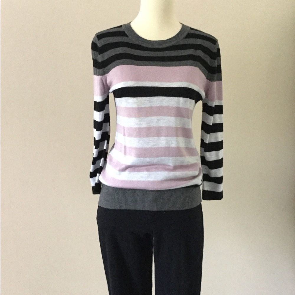 Banana Republic Lightweight Black and Purple Stripe Sweater size XS
